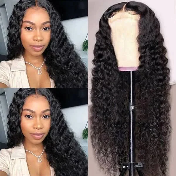 16 Inch Deep Wave 4x4 Closure Human Hair Wig